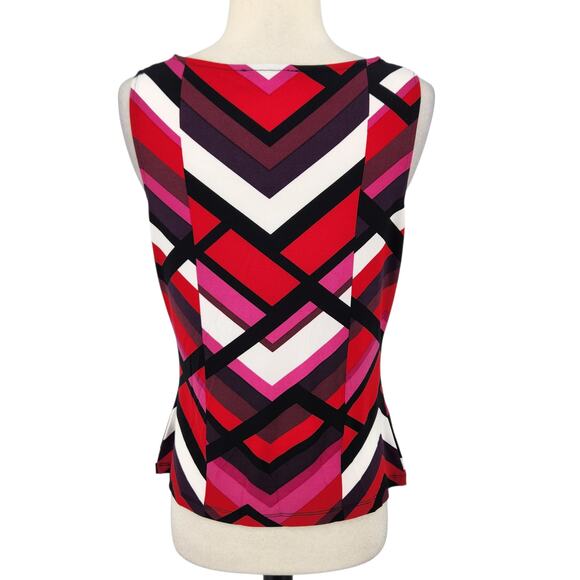 Calvin Klein Top – Geometric Chevron Sleeveless with Draped Neckline Stretch Fit - Picture 5 of 7